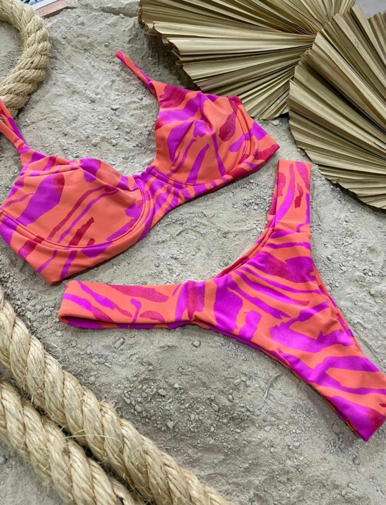 Stamped Polyamide Bikini with Elegant and Soft Structured Top