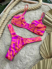 Stamped Polyamide Bikini with Elegant and Soft Structured Top