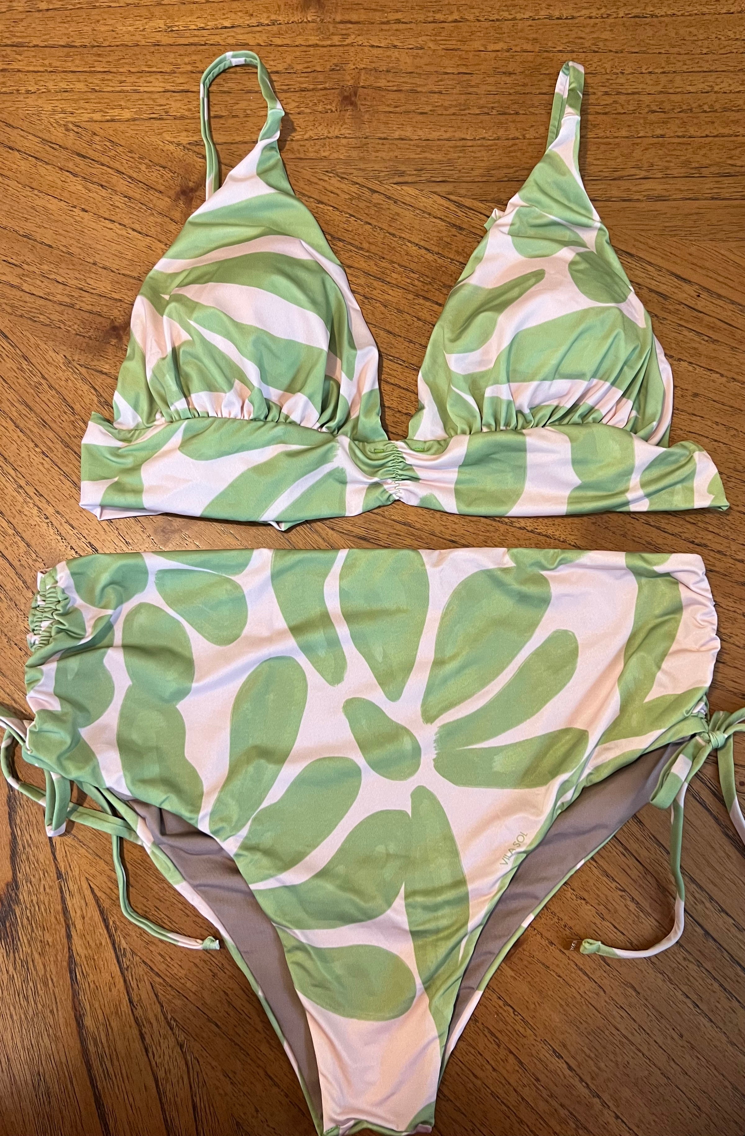 Stamped Curvy Bikini, Fully Lined with Padded Top and Adjustable Hot Pants