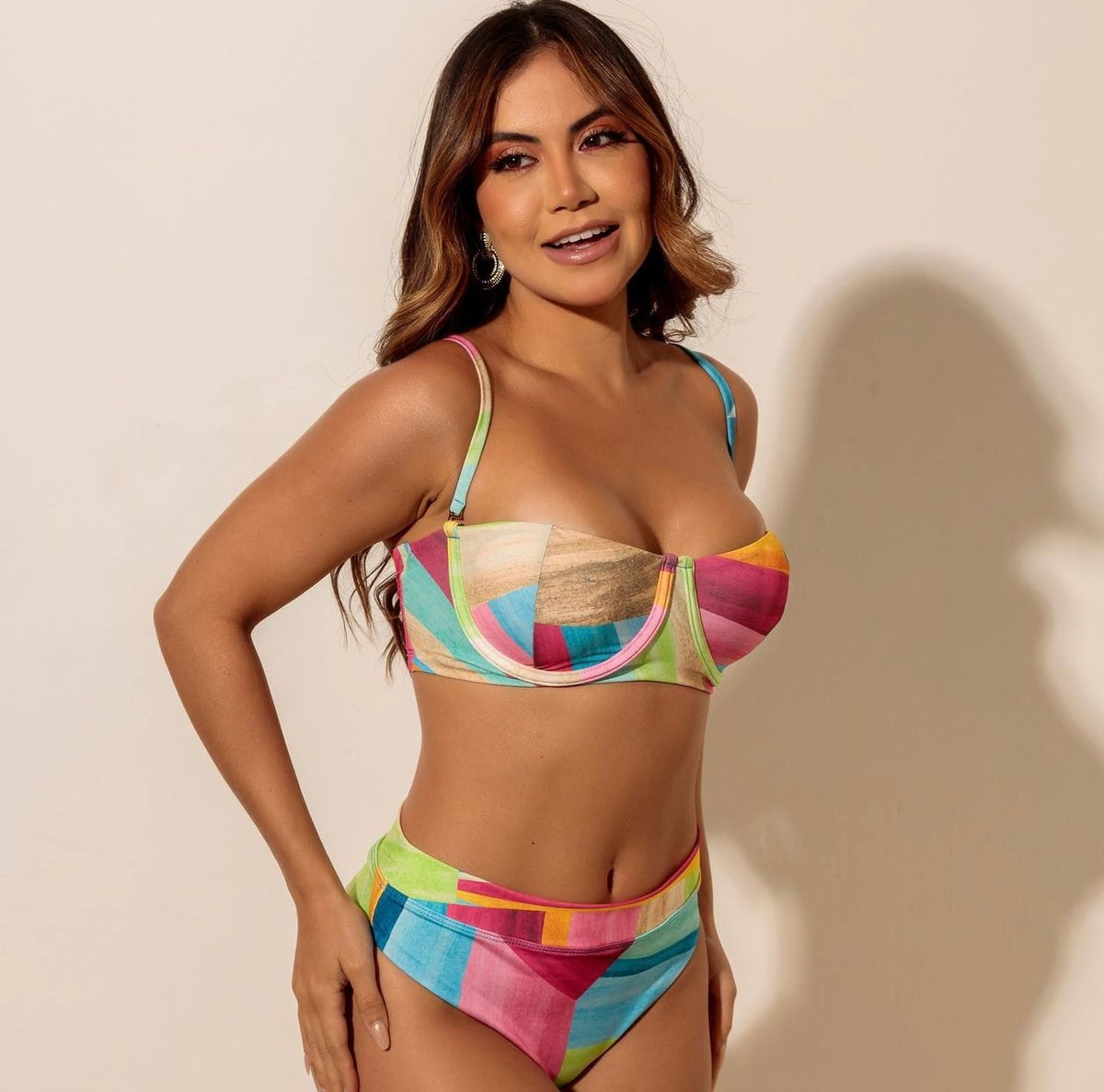 Stamped Balconette Bikini with Structured Underwire and Hot Pants