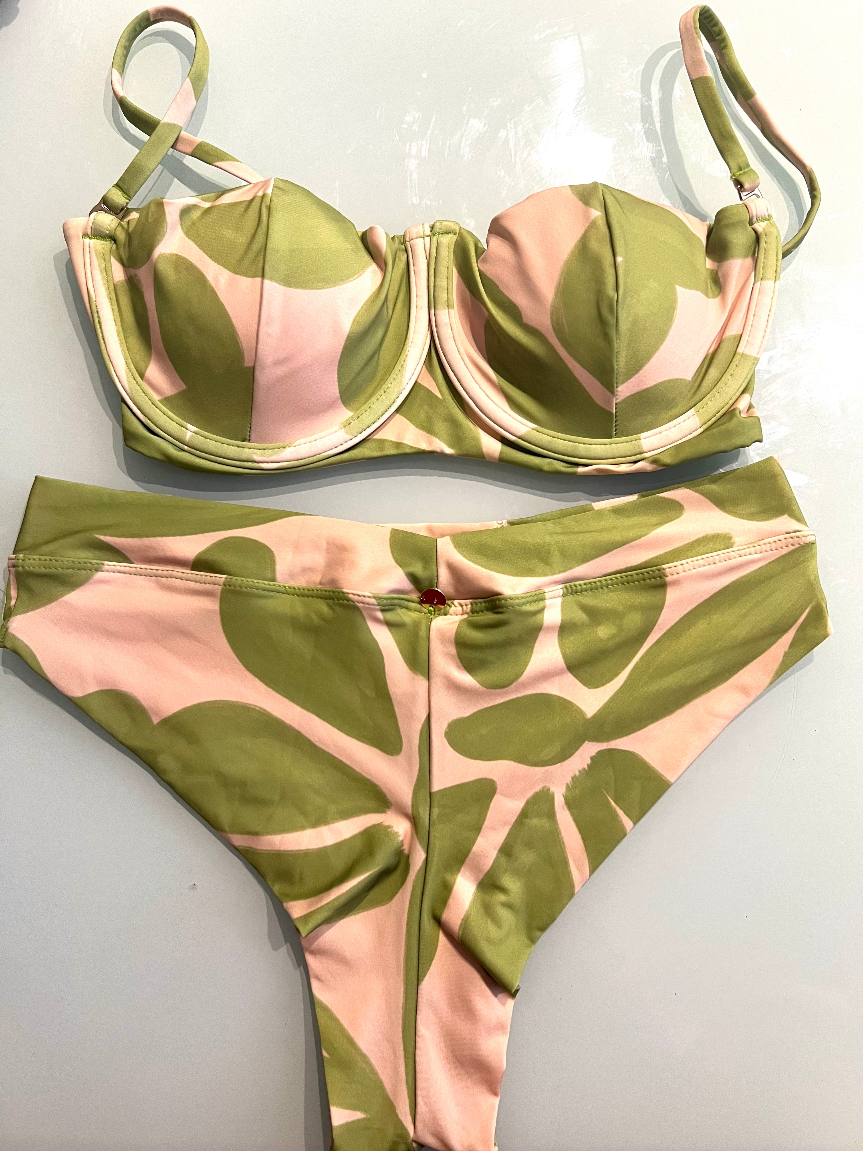 Stamped Balconette Bikini with Structured Underwire and Hot Pants