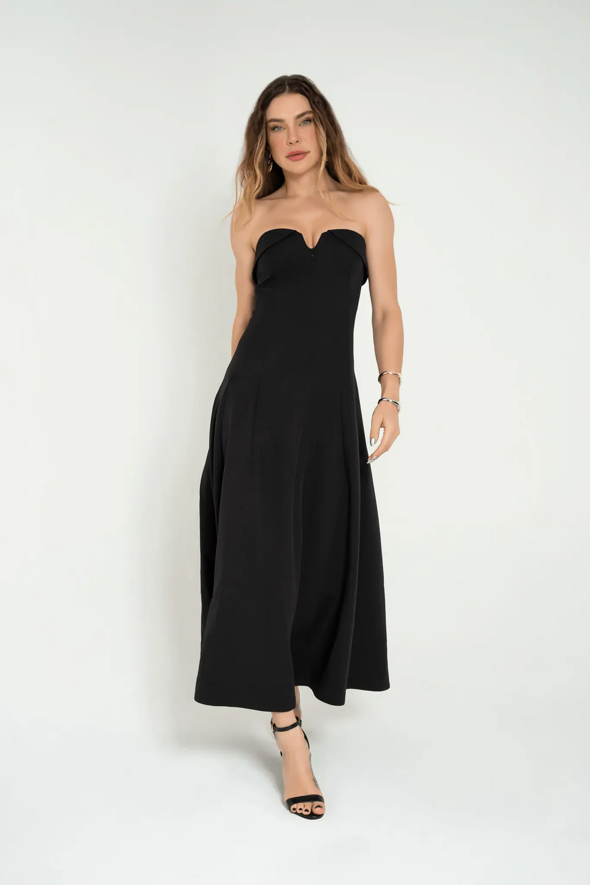 Classic Strapless Tailored Midi Dress - Accyoli Concept Fashion