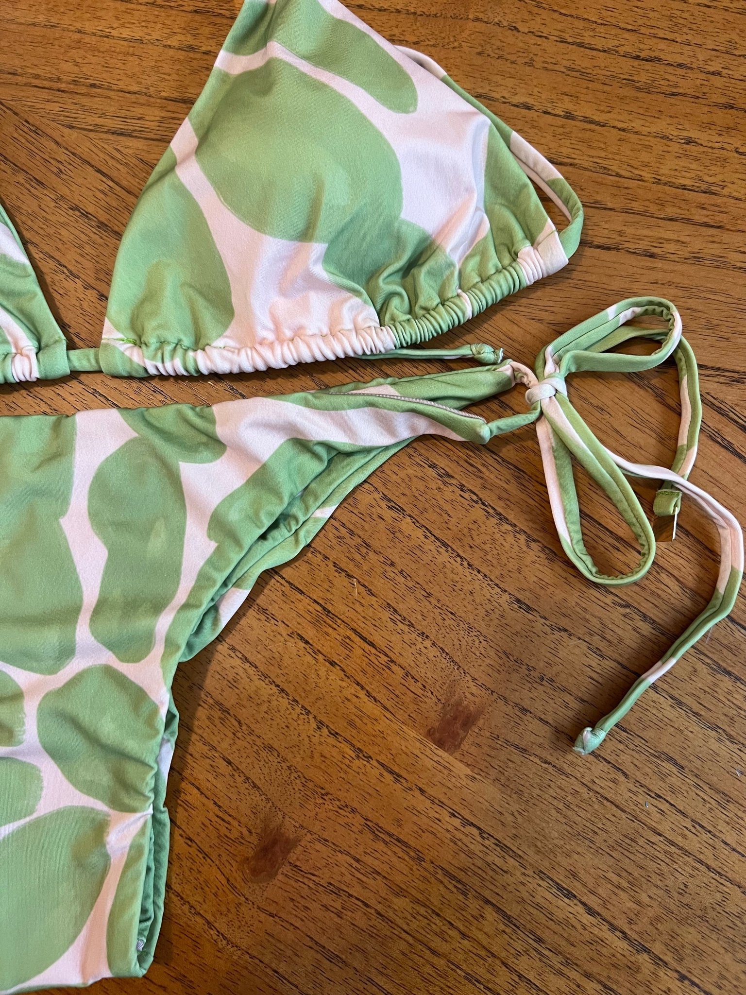 Fully Lined Triangle Stamped Bikini with Padded Cups and Adjustable Side Tie Panties - Accyoli Concept Fashion