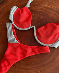 Orange and Gray Polyamide Bikini with Structured Underwire and High - Waisted Panties - Accyoli Concept Fashion