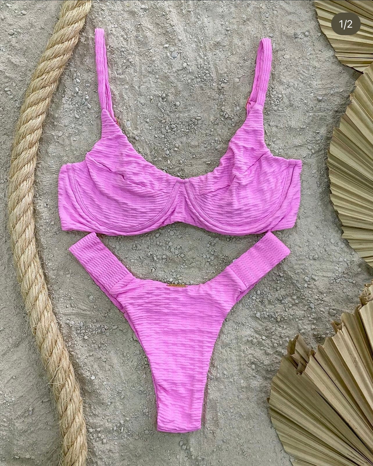 Polyamide Balconette Bikini with Textured Fabric - Accyoli Concept Fashion